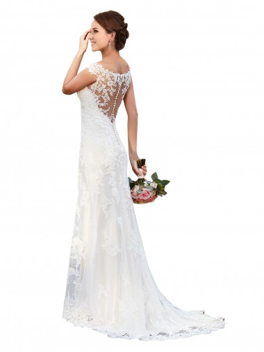 Lace Bateau Neck Sleeveless Chapel Train Sexy Wedding Dress Kent