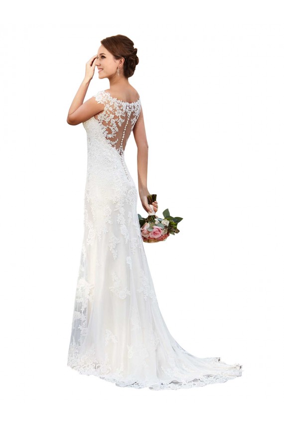 Lace Bateau Neck Sleeveless Chapel Train Sexy Wedding Dress Kent