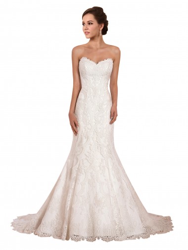 Lace Sweetheart Sleeveless Chapel Train Sexy Wedding Dress Kent