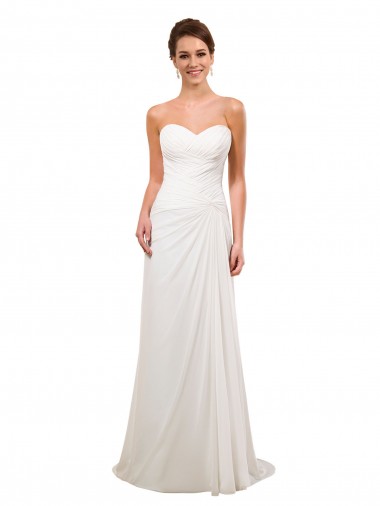 Soft Chiffon Sweetheart Sleeveless Chapel Train Wedding Gowns Kent
