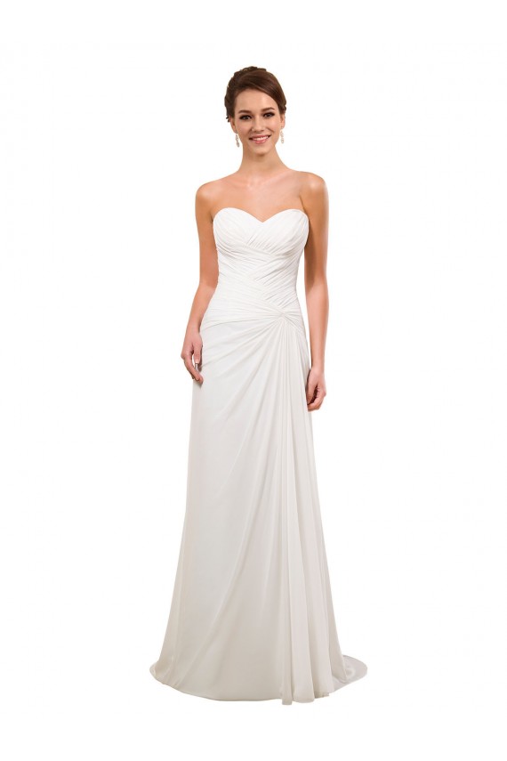 Soft Chiffon Sweetheart Sleeveless Chapel Train Wedding Gowns Kent