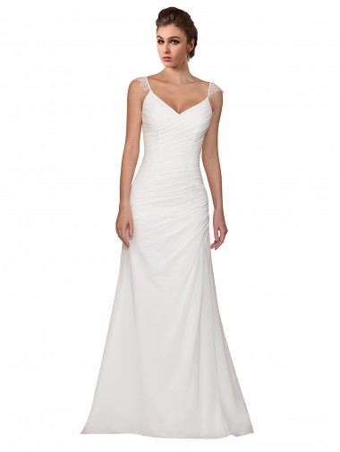 Soft Chiffon V-Neck Sleeveless Chapel Train Wedding Dress Kent