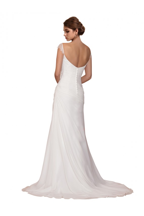 Soft Chiffon V-Neck Sleeveless Chapel Train Wedding Dress Kent