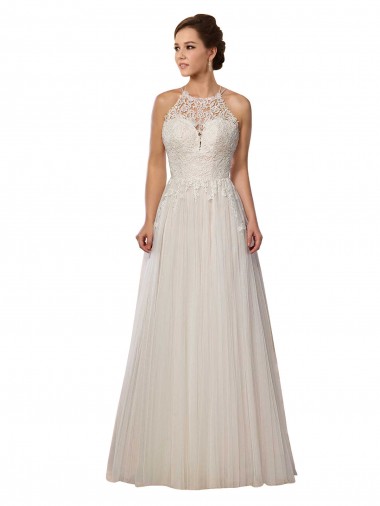 Tulle Illusion Neck Sleeveless Sweep Train Wedding Dress Kent