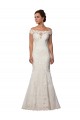 Lace Off the Shoulder Cap Sleeves Ivory Chapel Train Boho Wedding Dress Kent