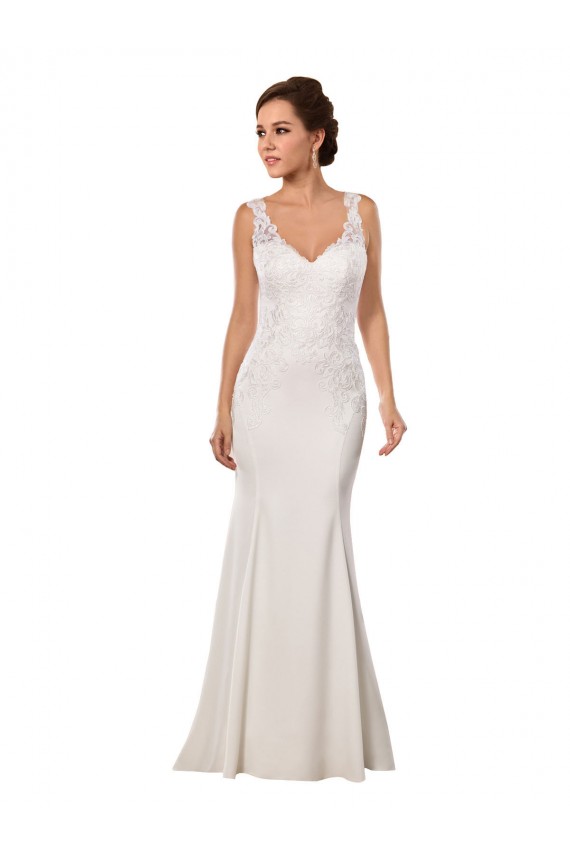 Lace & Stretch Crepe V-Neck Sleeveless Chapel Train Sexy Wedding Dress Kent
