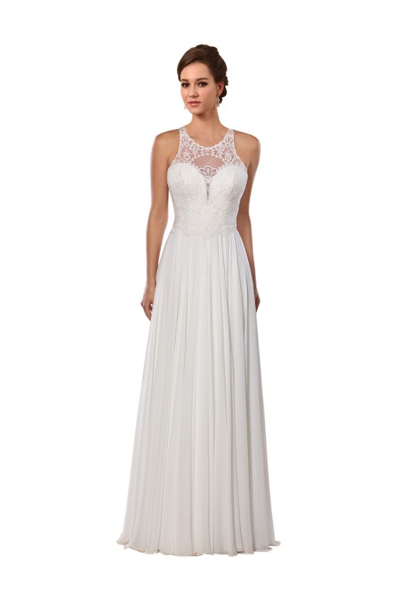 Soft Chiffon Illusion Neck Sleeveless Chapel Train Wedding Dress Kent