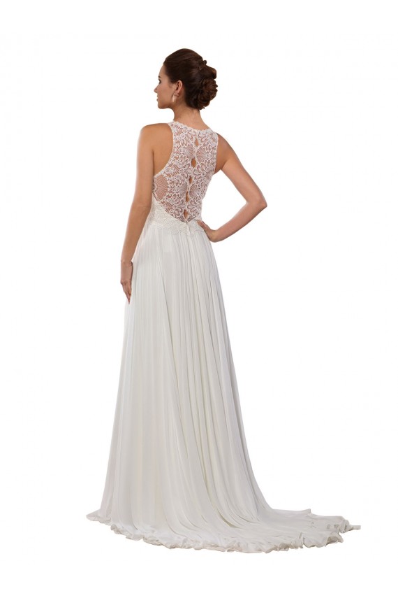 Soft Chiffon Illusion Neck Sleeveless Chapel Train Wedding Dress Kent