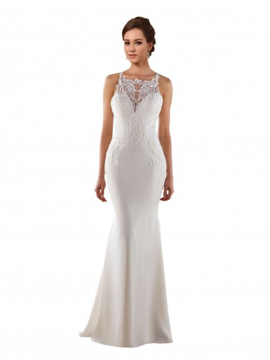 Lace & Stretch Crepe Sweetheart Sleeveless Sweep Train Modern Wedding Dress Kent
