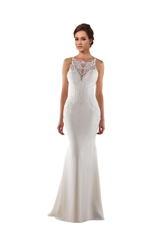 Lace & Stretch Crepe Sweetheart Sleeveless Sweep Train Modern Wedding Dress Kent