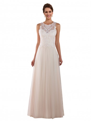 Tulle & Lace High Neck Sleeveless Chapel Train Boho Wedding Dress Kent