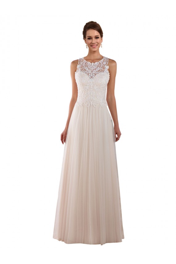 Tulle & Lace High Neck Sleeveless Chapel Train Boho Wedding Dress Kent