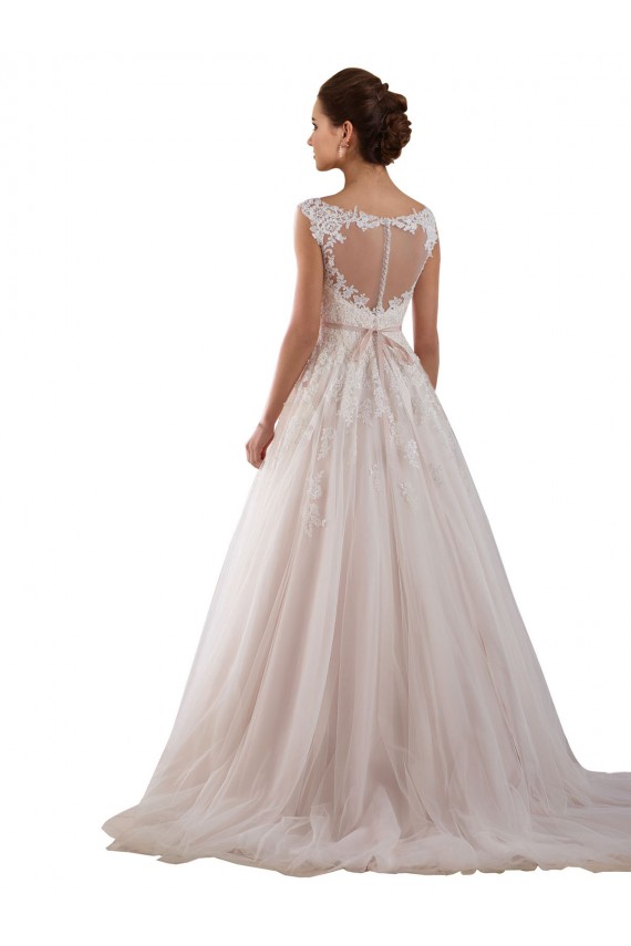 Tulle & Lace Sweetheart Sleeveless Keyhole Back Ivory Chapel Train Wedding Dress Kent