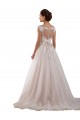 Tulle & Lace Sweetheart Sleeveless Keyhole Back Ivory Chapel Train Wedding Dress Kent