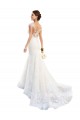 Lace Illusion Neck Cap Sleeves Chapel Train Wedding Dress Kent
