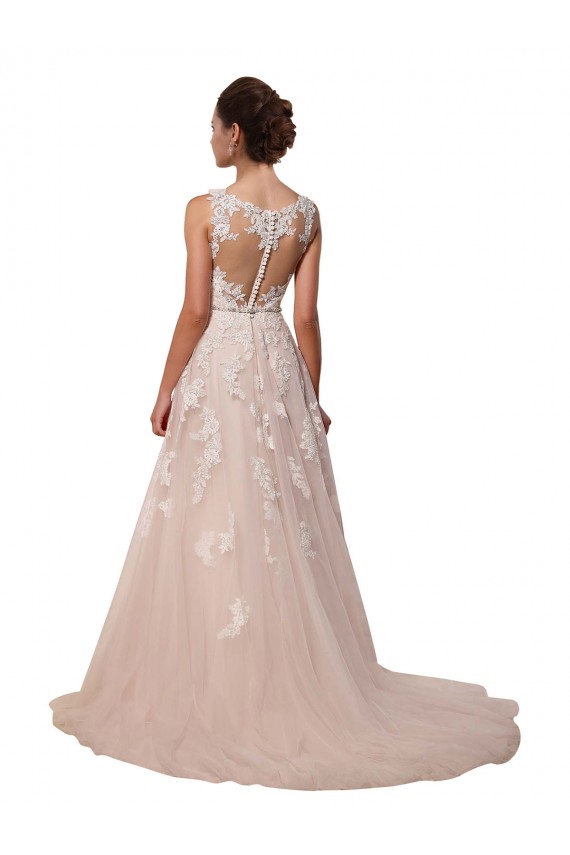 Tulle & Lace Sweetheart Sleeveless Ivory Chapel Train Wedding Dress Kent