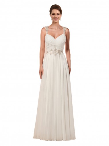 Soft Chiffon Sweetheart Sleeveless Keyhole Back Chapel Train Wedding Dress Kent