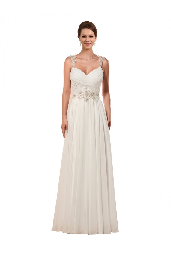 Soft Chiffon Sweetheart Sleeveless Keyhole Back Chapel Train Wedding Dress Kent