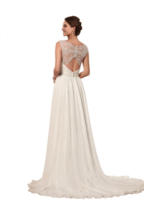 Soft Chiffon Sweetheart Sleeveless Keyhole Back Chapel Train Wedding Dress Kent