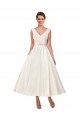 Satin V-Neck Sleeveless Ankle Length Wedding Dress Kent