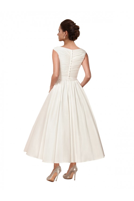 Satin V-Neck Sleeveless Ankle Length Wedding Dress Kent