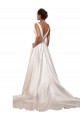 Satin V-Neck Sleeveless Chapel Train Wedding Gowns Kent