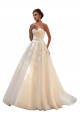 Tulle & Lace Ball Gown Sleeveless Ivory & Champagne Chapel Train Wedding Dress Kent