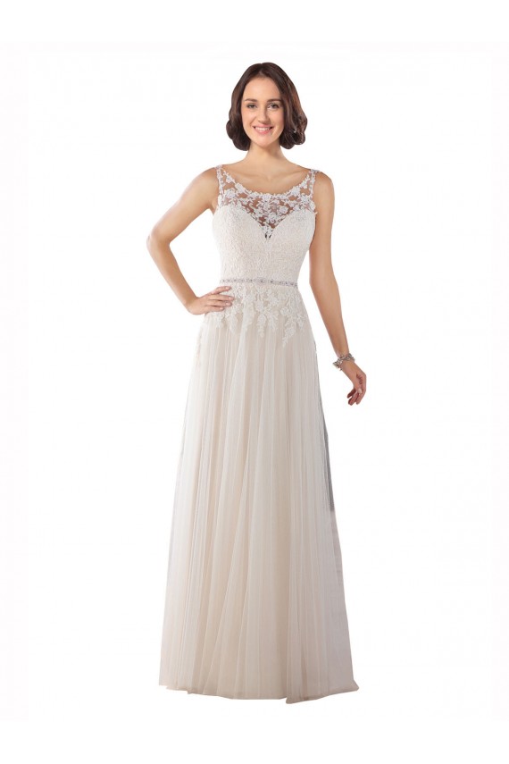 Tulle Illusion Neck Sleeveless Sweep Train Boho Wedding Dress Kent