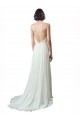 Soft Chiffon & Lace Spaghetti Straps Sleeveless Chapel Train Beach Wedding Dress Kent