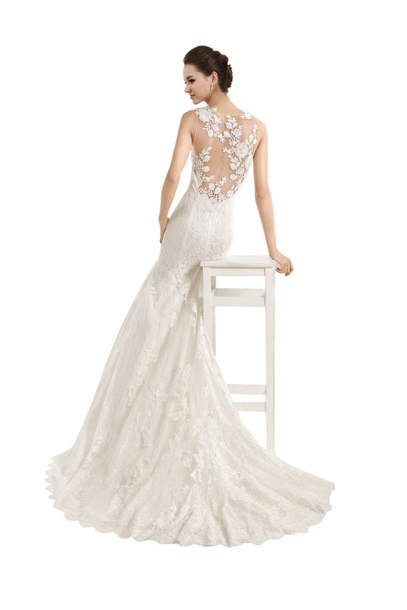 Lace Illusion Neck Sleeveless Chapel Train Wedding Dress Kent