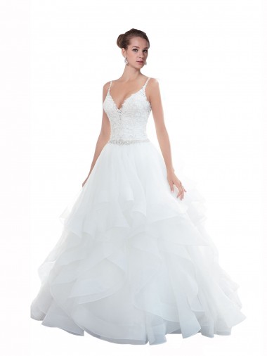 Tulle Spaghetti Straps Sleeveless Chapel Train Beach Wedding Dress Kent