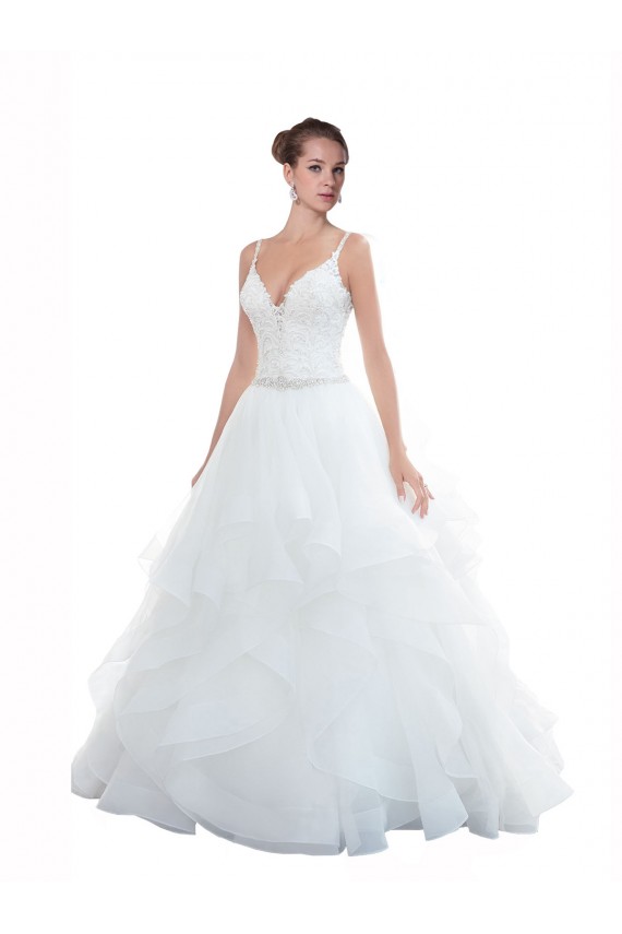 Tulle Spaghetti Straps Sleeveless Chapel Train Beach Wedding Dress Kent