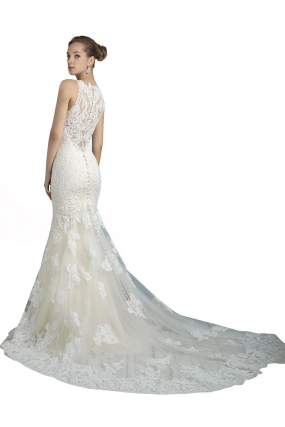 Tulle Illusion Neck Sleeveless Chapel Train Beach Wedding Dress Kent