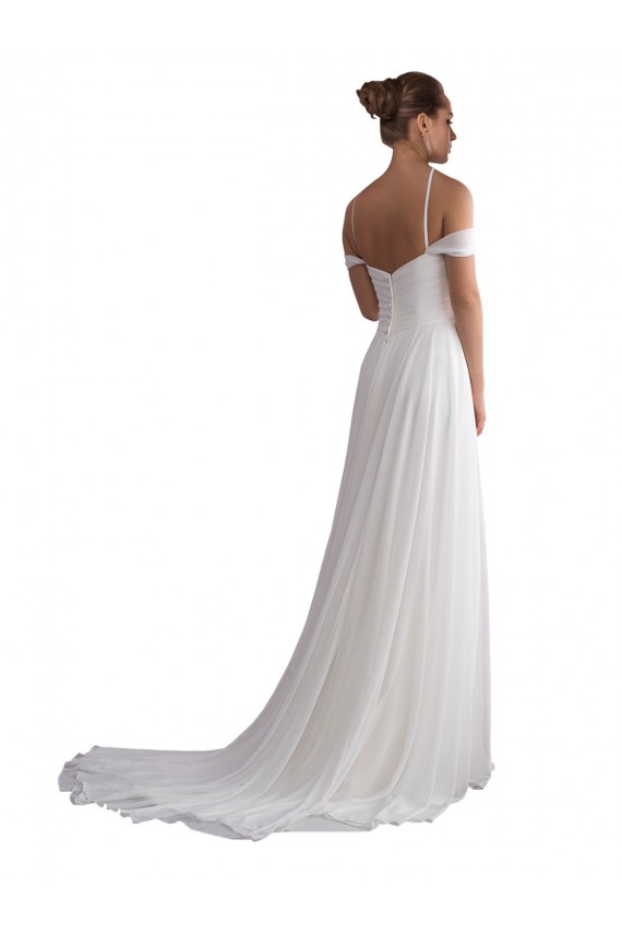 Soft Chiffon Off the Shoulder Sleeveless Sweep Train Beach Wedding Dress Kent