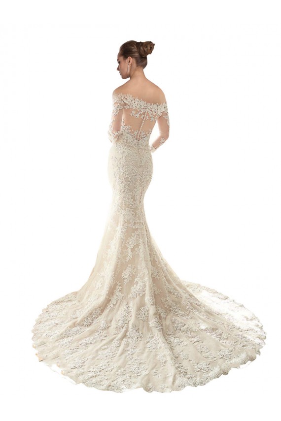 Tulle & Lace Off the Shoulder Long Sleeves Chapel Train Wedding Dress Kent