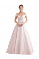 Satin Off the Shoulder Sleeveless V-Back Chapel Train Wedding Dresses Kent