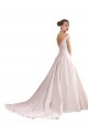 Satin Off the Shoulder Sleeveless V-Back Chapel Train Wedding Dresses Kent