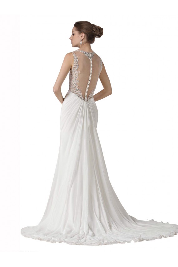 Soft Chiffon Sweetheart Sleeveless Chapel Train Beach Wedding Dress Kent