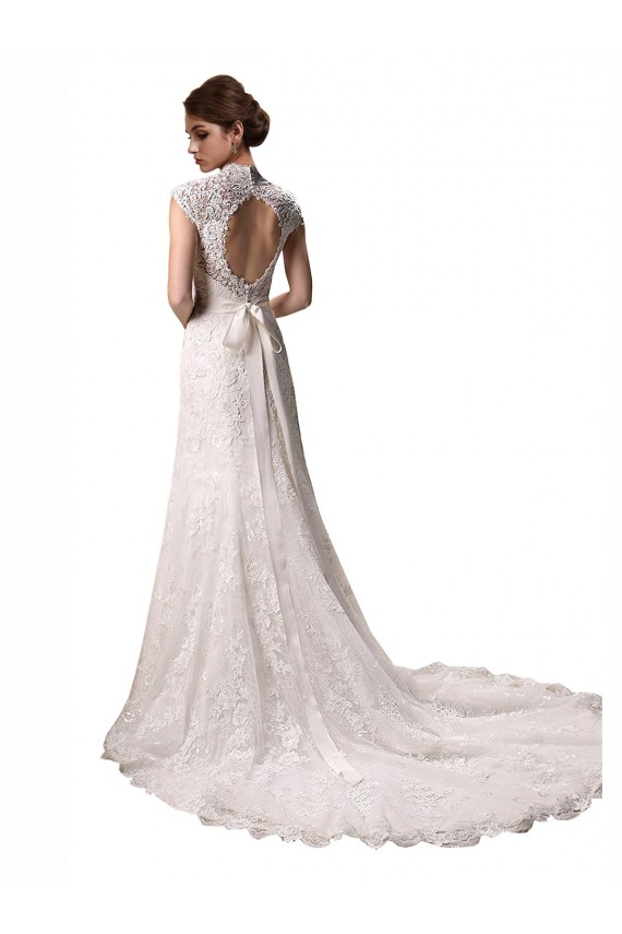 Lace Halter Neck Cap Sleeves Chapel Train Wedding Dresses Kent