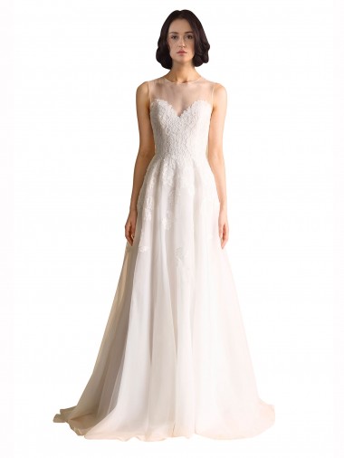 Tulle Illusion Neck Sleeveless Chapel Train Wedding Dress Kent