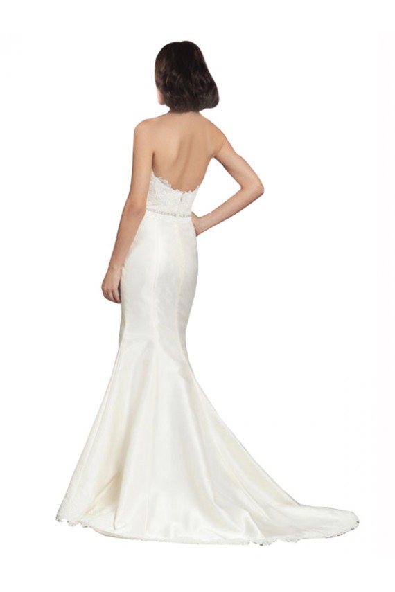 Satin & Lace Sweetheart Sleeveless Ivory Chapel Train Bridal Dress Kent