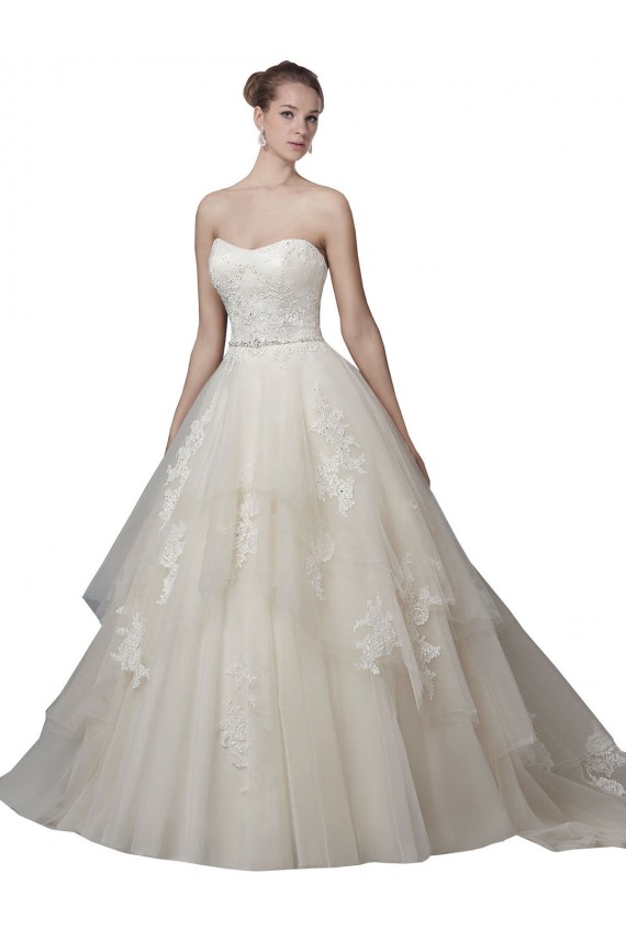Tulle & Lace Scoop Neck Sleeveless Low Back Chapel Train Wedding Dress Kent