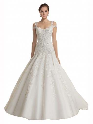Tulle & Lace Off the Shoulder Sleeveless Sweep Train Wedding Dress Kent