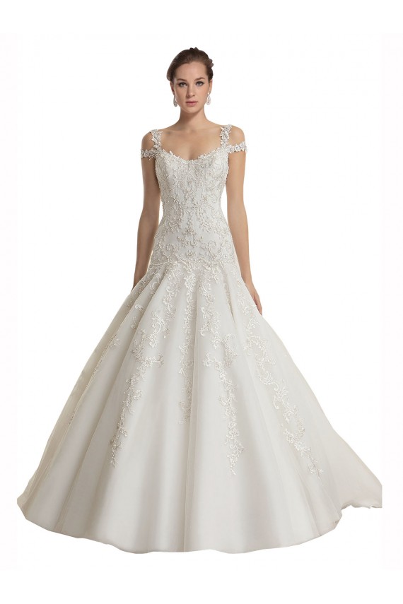 Tulle & Lace Off the Shoulder Sleeveless Sweep Train Wedding Dress Kent
