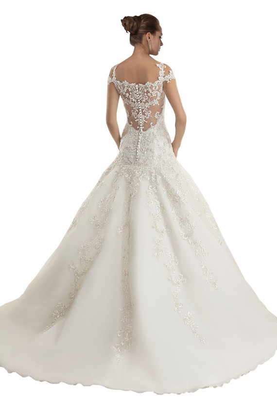 Tulle & Lace Off the Shoulder Sleeveless Sweep Train Wedding Dress Kent