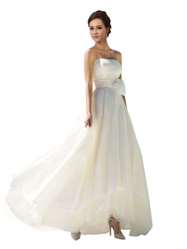 Soft Chiffon Strapless Sleeveless Long Wedding Dress Kent