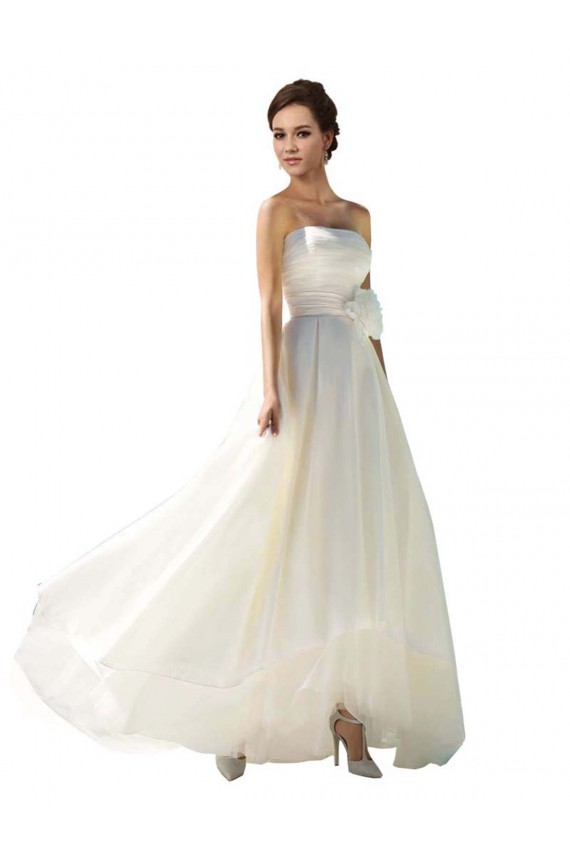 Soft Chiffon Strapless Sleeveless Long Wedding Dress Kent