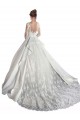 Satin & Lace Illusion Neck Long Sleeves Cathedral Train Wedding Dress Kent