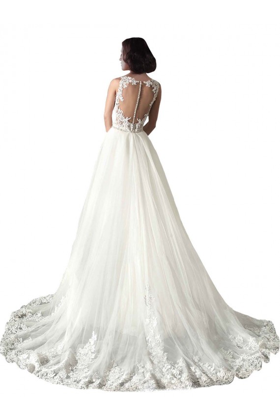 Tulle & Lace Sweetheart Sleeveless Chapel Train Wedding Dress Kent