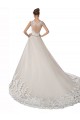 Tulle & Lace Sweetheart Sleeveless Ivory & Champagne Chapel Train Wedding Dress Kent